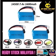 7.4v 14500 1600mah Li-ion rechargeable battery  Lipo 2s for WPL D12 D42 C24-1 , RC Boat , Aircraft, 