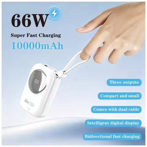 10000mAh Power Bank with 66W Super Fast Charging and Included Cable for iPhones
