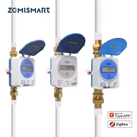 Zemismart Zigbee Smart Ultrasonic Water Meter Works with Tuya Home Assistant LCD Display Water Quant