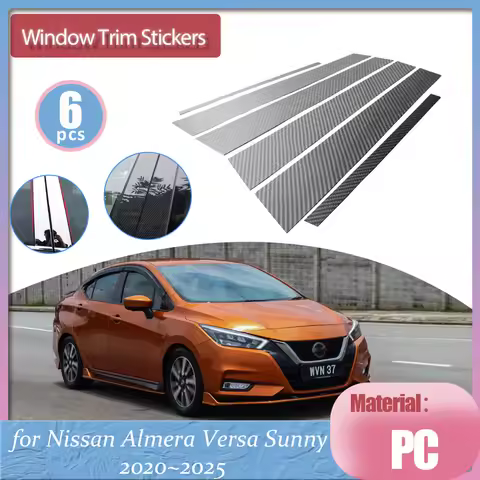 for Nissan Almera N18 Versa Sunny 2020~2025 Car Door Window Middle Trim Cover B C Pillar Center Colu
