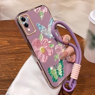 Casing hp For VIVO Y04 Y29s 5G Y19 5G T4 Lite 5G Case aesthetic Luxurious Flowers and Butterflies Ka