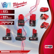 MILWAUKEE M12 Battery M12-18C C12C Charger Bateri 12V M12HB25 M12B3 M12B4 M12HB5 M12B6 2.5Ah 3.0Ah 4
