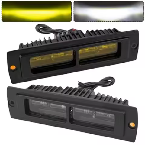 6D Lens Flush Mount Reverse Light 7 Inch LED Work Light Bar White Yellow Driving Fog Lamp for Truck 