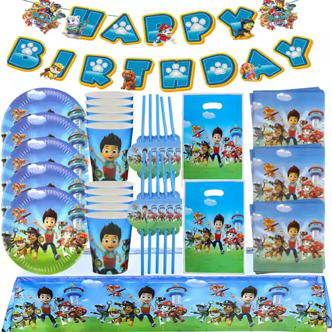 Paw Patrol Birthday Party Decoration Disposable Tableware Dog Tablecloth Plate Cup napkin Paw Patrol