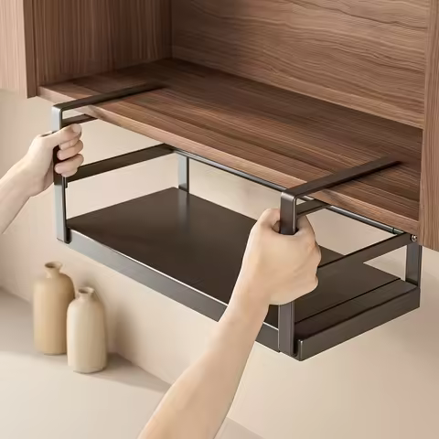 WEYKING Under Cabinet Organizer - White Expandable Rack for Spices & Utensils. Sleek, Durable & Spac