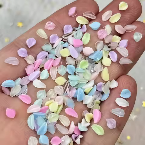 Five Petal Flower Nail Sticker 3D Resin Macaron Colored Nail Art Accessories Ice Transparent Flower 