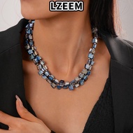 LZEEM Beaded Necklace, Irregular Double-layer Colorful Necklace, Fashion Exaggerate Elegant Jewelry 
