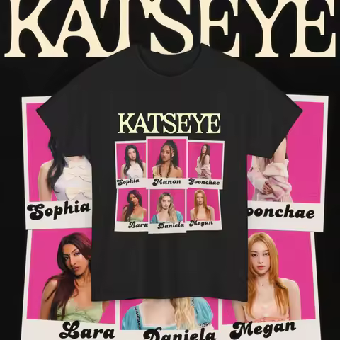 Katseye Retro Merch Yoonchae T-shirt Women Ovesized Tee Kpop Merch Sophia Tshirt Lara Manon Megan Ka