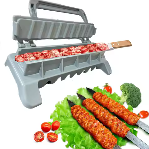 NewSingle Row Kebab Maker Bbq Meat Skewer Machine Kebab Press Maker Reusable Plastic Bbq Skewer Make