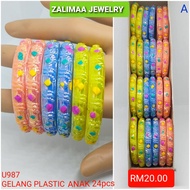 BISA COD ZALIMAA ACCESSORIES GELANG BUDAK PLASTIK FASHION THAILAND PLASTIC KIDS BANGLE 24 PCS SUPER 