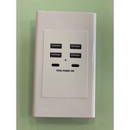 Ổ sạc nhanh USB Lioa E18/U4A2C 15Wổ cắm USB âm tường Lioa hỗ trợ sạc nhanhổ cắm điện âm tường USB sạ