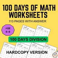 100 DAYS OF MATH WORKSHEET FOR KIDS | DIVISION | AGES 6-8 | 100 PAGES | HARDCOPY VERSION |