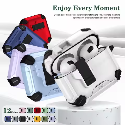 Magnetic Earphone Case For AirPods 4 3 2 1 Pro 2 2nd Cover Creative Second-changing Bracket Anti-fal