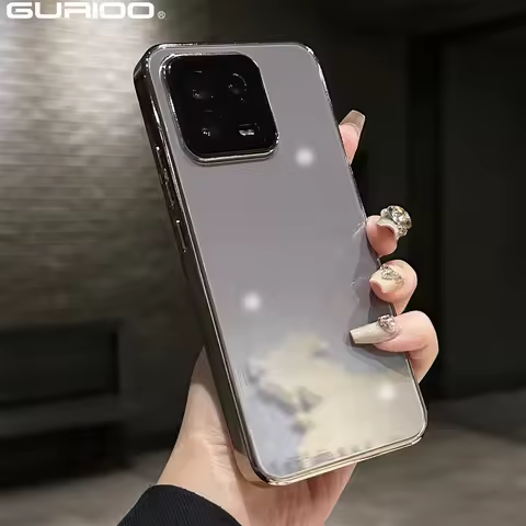 Luxury Plating Tempered Glass Phone Case For Xiaomi 14 13 14Pro 13Pro Camera Lens Protection Shockpr