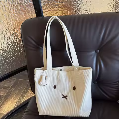 Cute Miffy Kawaii Corduroy Shoulder Miffy Bag High Capacity Tote Miffy Women Commute Birthday Gift