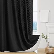3D Embossed Pattern Shower Curtain, Jacquard Rhomboid Pattern Vintage Bathroom Curtain, Waterproof F