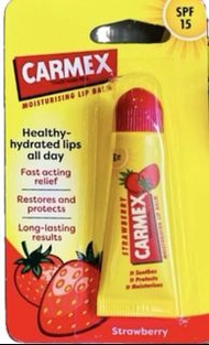 免運🔥正品 CARMEX小蜜媞防曬SPF15修護唇膏-草莓口味10g