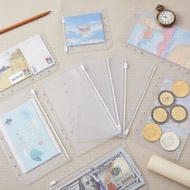 LR A4/Long File Organizer, A6/A5 6-Ring PP Binder with Clear Cover, Loose-Leaf Holder for Documents,