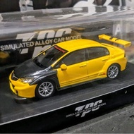 DIECAST TPC HONDA CIVIC TYPE R FD2 YELLOW CAP CARBON SEALED READYY