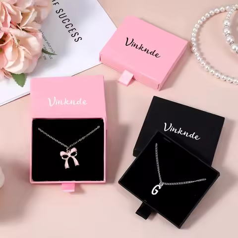 50-Pack 7x7x1.7cm Cardboard Jewelry Storage Boxes Small Wedding Gift Box Custom Logo Travel Earring 