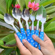 6 pcs POLKA DOTS SPOONS TABLE SPOONS / POLKA DOTS FORKSPOTS