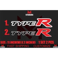 Car Side Door Sticker Honda TYPE R civic FD vtec ivtec RS 2.0 1.8 sport racing