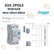 (ORIGINAL) Hager 2Pole RCCB ELCB CE263B 40A/63A 300mA 100mA 30mA 2 POLE RCCB ELCB