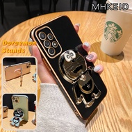 MHKEID Casing Ponsel untuk Samsung A72 5G A71 A70 A70s Case Kartun Doraemon HP ponsel berdiri desain