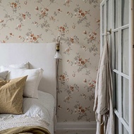 floral wallpaper vintage Hiasan bunga retro Perancis Amerika, dinding latar belakang sisi katil, ker
