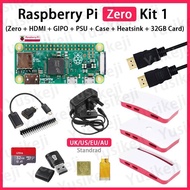 Original Raspberry Pi Zero v1.3 and Zero KIT （Zero+Case+HDMI Cable+Heatsink+Power Supply+GPIO+32GB C