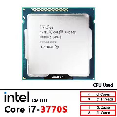 Intel Core i7-3770S i7 3770S i7 3770 S 3.1 GHz Used Quad-Core Eight-Core 65W CPU LGA 1155