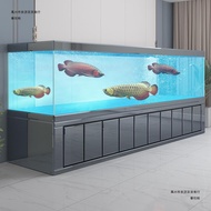 QM🏅Large Golden Dragon Fish Tank Aquarium Living Room Office Screen2Rice3Rice Bottom Filter Super White Glass Fish Tank