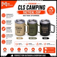 CLS Camping Tactical Cup Camping Cup Metal Vacuum Insulated with Lid with Foldable Handle Camping Mu