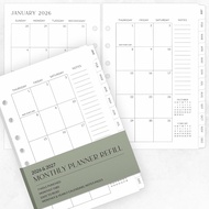 Beautiful 2026-2027 Monthly Planner Refill for 7 Ring Binders - A5 Inserts |   Durable A5 Paper Inse