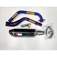 Sale! คอท่อ งานแสตนเลส สำหรับ คอท่อ CB150R สีไทเท พร้อมปลายท่อ และ แคทลดเสียง Yoshimaru / Ak / SC / 