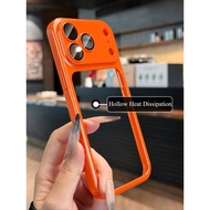 HOCE Ultra Thin Hollow Back Phone Case For iPhone 17 16 Pro Max Plating Matte Frame Shockproof Hard 