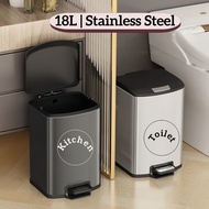 18L Premium Stainless Steel Tall & Thin Pedal Trash Can for Toilet Kitchen touchless garbage bin