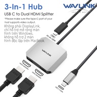 Wavlink USB-C to 2 HDMI Splitter 4K 120Hz/60Hz/30Hz Supports 95W Fast Charging - HD 2.1 Dual Screen 