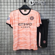 Bộ Đá Bóng Nam Nữ Thun Lạnh Man City Cam SV 2024