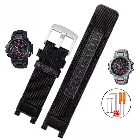 MTG B1000 Nylon Canvas Leather Watchband Modified for GSHOCK C-asio Watch MTG-B1000 Series Outdoor S
