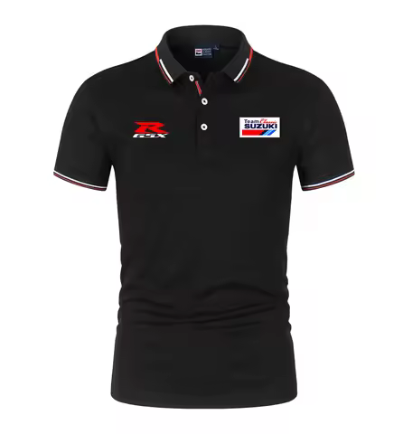 Suzuki gsx rr logotipo da equipe de corrida da motocicleta dos homens polos camiseta verão camisas p