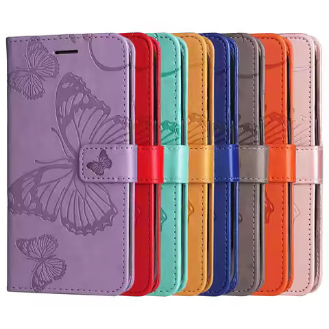 Big Butterfly Leather Case For Realme 3 3i 5 6 7 8 9 3i 6i 7i 8i 9i 10 Pro Plus 5G Book Cover V11 V1