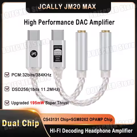 JCALLY JM20 Max Portable Code Amplifier Dual Chip CS43131+SGM8262 Chip Digital Audio Adapter Type C 