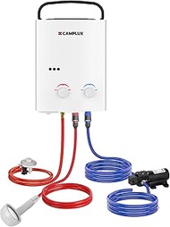 CAMPLUX AY132P43 5L Portable Gas Water Heater with 4.3L Water Pump 12V,Tankless LP Gas Boiler with F