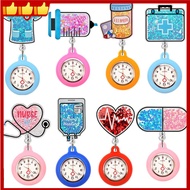 Acrylic Quicksand Stars Retractable Badge Holder with FOB Pocket Watch for Nurses Doctors Clip-on Ha