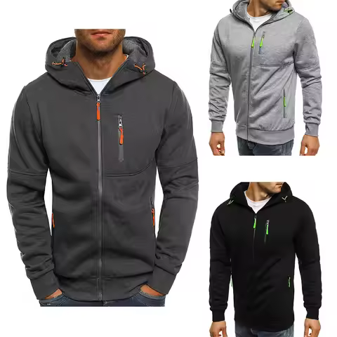 Men Sweatshirts Casual Autumn Male Zip Up Long Sleeve Hoodie Cardigan Coats BSD-ZW67