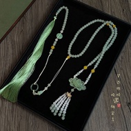 Lotus Long Necklace Green Beaded Necklace Clothing Accessories