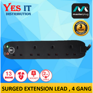 Masterplug Surge Protector 4 (SRG42NB) / 8 (SRG82NB) Gang 2 Meter Extension Leads