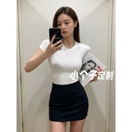 Suit Set for Small Guys - White Knitted Top & Black Slim-Fit Skirt