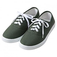 [二手9成新MUJI 無印良品]棉質休閒鞋24.5~25.0cm綠色